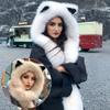 1PC Faux Fur Hats Exquisite Pointed Ear Shape Cute Plush Hat Versatile Accessories Comfortable Scarf Warmth 56-58cm