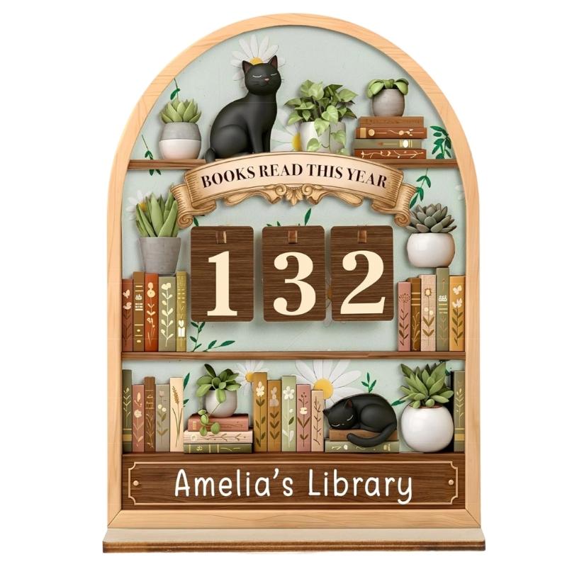 Books Read This Year Counter Fantasy Book Trackers Sign for Home Library Decors Bookworm Gift for Women Teachers