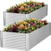 2pcs Tall 8x3x1.5ft Galvanized Raised Garden Bed Outdoor Steel Garden Bed for Vegetables Above Ground Garden Box for Flowers Me