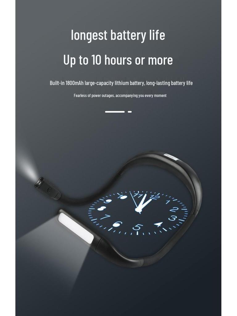 Rechargeable 3-Color Neck Reading Light - Portable, Dimmable, Ideal for Outdoor Camping and Night Reading