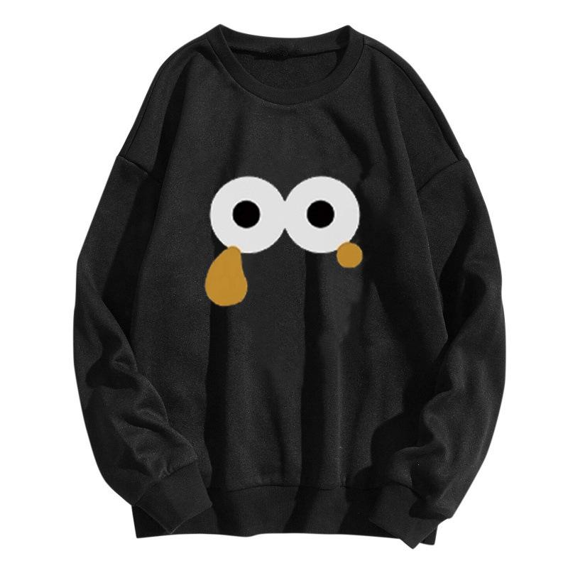 2025 Autumn/Winter Korean Style Unisex Velvet Sweatshirt - Loose Fit, Round Neck, Versatile for Students