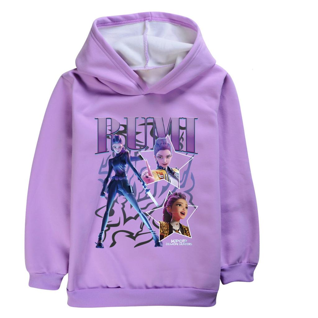 5008 Fashion Rumi Kpop Rumi Zoey Mira Print Kids Girls Long Sleeves Velvet Warm Winter Hoodie