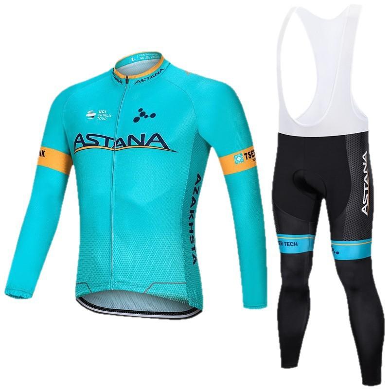 Herren Damen Radsport Trikot Trägerhose Set Atmungsaktiv Langarm Rennrad Outfit