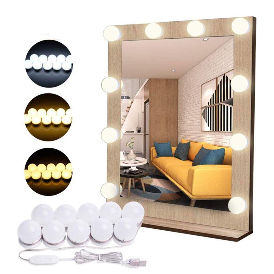 USB-Enabled LED Beauty Mirror Bulb with Three-Color Dimming