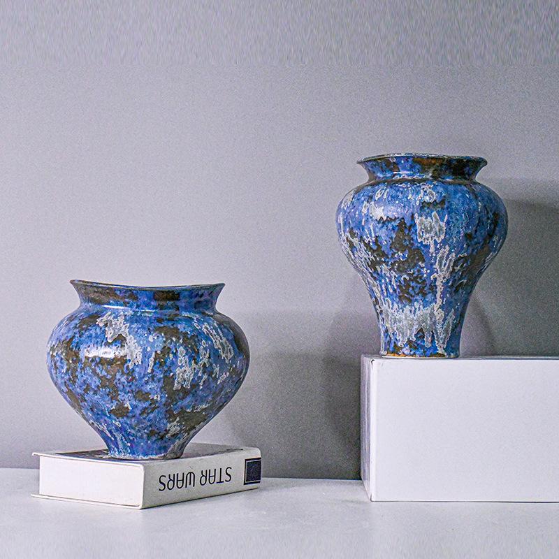 Ceramic Vase Retro Handcrafted Chinese Porcelain Flower Vase Flower Arrangement Accessories Home Decoration Accessories