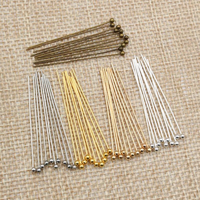 200pcs/lot 16 20 25 30 40 45 50mm Silver Color Metal Ball Head Pins For Diy Jewelry Making Head Pins Findings Dia 0.5mm Supplies
