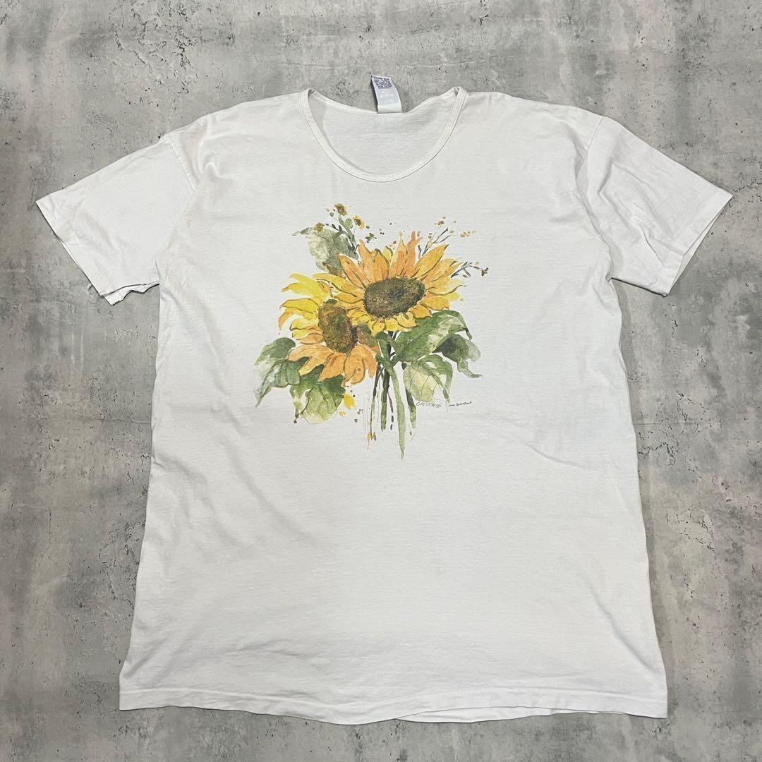 90s USA-made Flower Floral T-Shirt Vintage Single Stitch XL