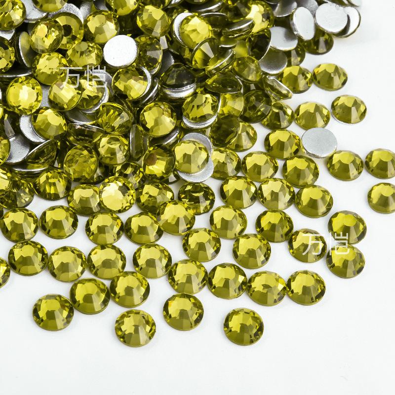 Grüner Diamant-Nagelbohrer mit flachem Boden, Glaskristall mit silbernem Boden, Handyhüllen-Zubehör, Aufkleber, Diamant, DIY-Strass-Schmuckzubehör