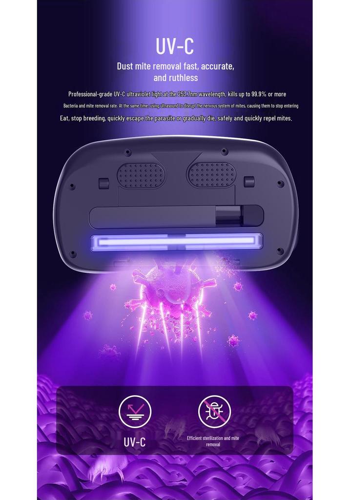 Wireless Handheld UV Mite Removal Vacuum Cleaner with Large Suction and Automatic Sterilization