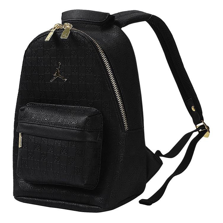 Jordan 10L Gold Logo Zipper Closure Backpack Small Unisex backpack Black JD2543013AD-001
