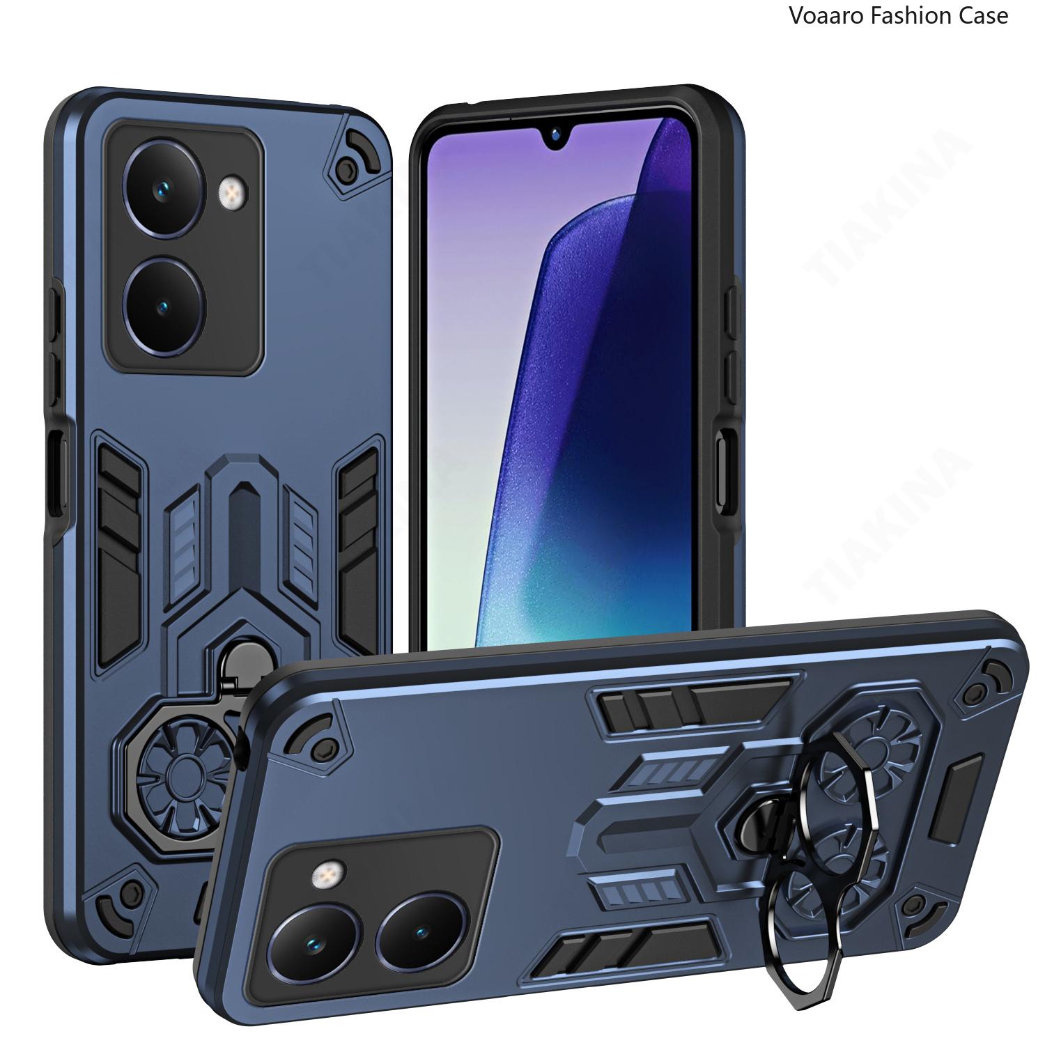 

Двойное кольцо-броня для пальцев для OPPO Realme P3 Ultra Чехол для Realme P3 Ultra Вращающийся металлический кронштейн Подставка Держатель Чехол Capa for Realme P3 Ultra синий