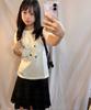 AWESOME STUDIO Flower Patchwork Short Sleeve T-Shirt Ivory