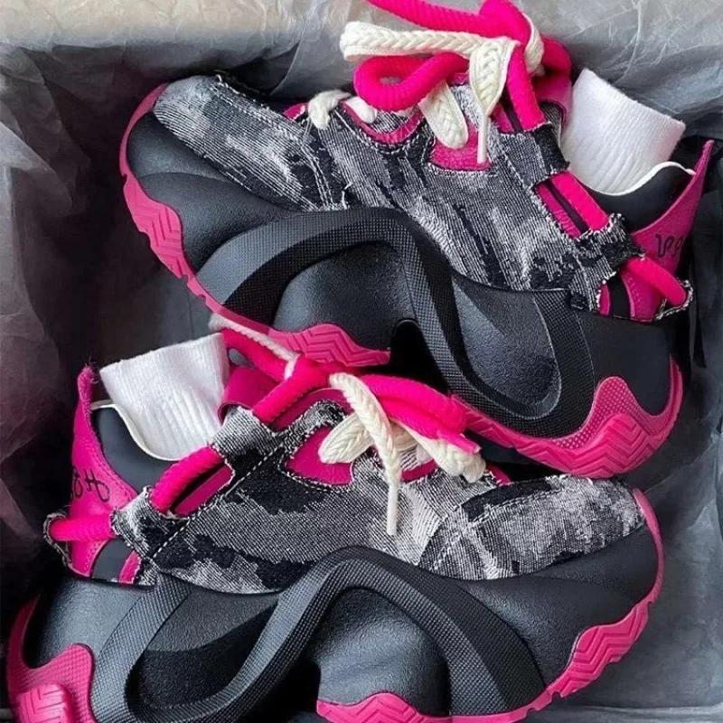 Fashion Original Designer Women's Shoes Fashion Thick Sole Sneakers Cowboy Canvas Casual Shoes for Women Height Increasing Sports Shoes