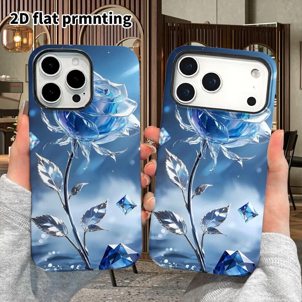 Phone Case: 2D Flat Design Suitable for iPhone 18 17 16 15 14 13 Pro Film Protective Case, Couple Style, Crystal Rose, Christmas and Halloween Gift