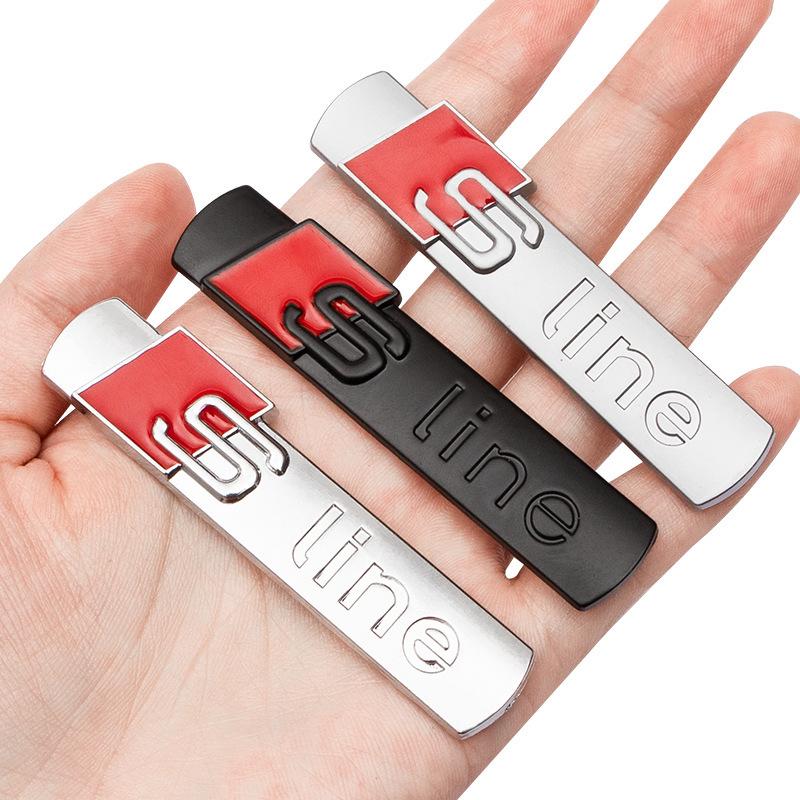 3D Metal Sline Logo S Line Emblem Car Fender Side Badge For Audi A1 A2 A3 A4 A5 A6 A7 A8 TT S3 S4 S5 S6 S7 Q2 Q3 Q5 Q7 Q8 RS3 R8