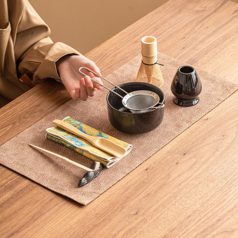 Set Of 8 Ceramic Matcha Bowl Including Wooden Whisk Modern Japanese Matcha Preparation Tool Teaware Accessories