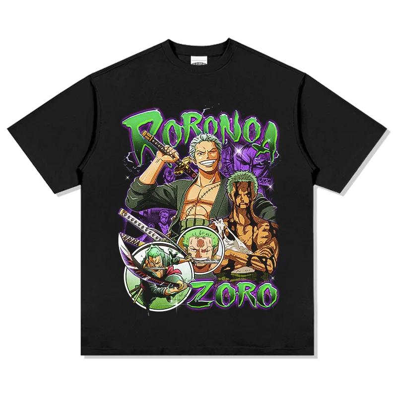 

ONE PIECE Roronoa Zoro Anime Mens Summer Tshirt Street Hip Hop Loose Casual Y2K Creative Printed ParentChild Top S