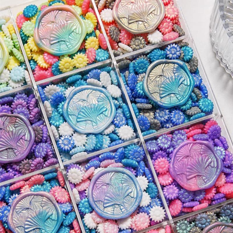 100 Stück/Beutel Aurora Sonnenblume Gemischte Farbe Siegelwachsperlen, für Hochzeitseinladungen, Briefumschläge, Wein-Geschenkverpackungen