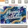 2D Birthday Photography Backdrop Blue Gold Watercolor with Star and Confetti Background