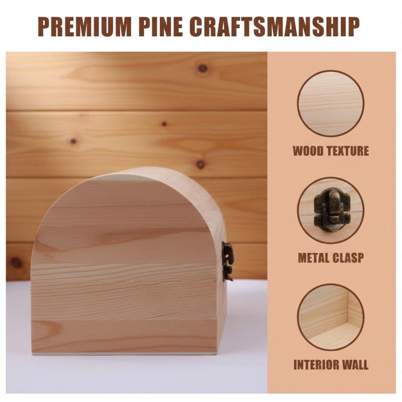 New 1/3Pcs Jewellery Keepsake Pine Plain Storage Wedding Wooden Arched Hinged Boxes Practical Decorate Wooden Box Trinket