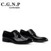 Brother Village Men's Patent Leather Lace-Up Formal Shoes – Shiny, Pointed Toe for Business or Weddings.