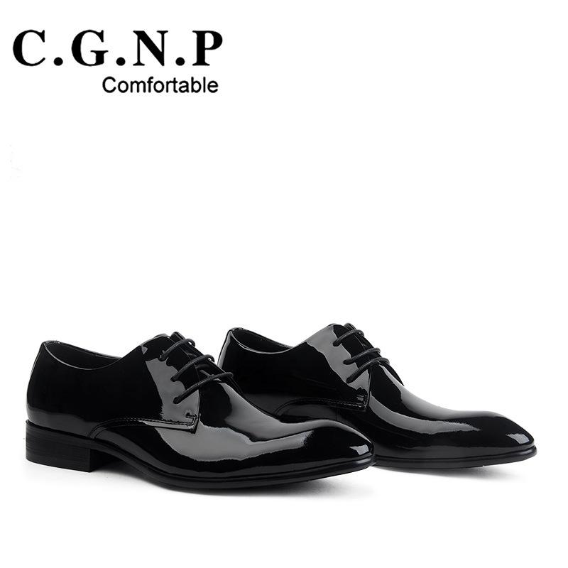 Brother Village Men's Patent Leather Lace-Up Formal Shoes – Shiny, Pointed Toe for Business or Weddings.