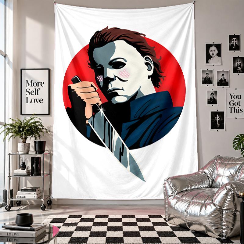 Wall TapestryHalloween Michael Myers Art Hanging Cloth Decorative Background Cover for Room Decoration