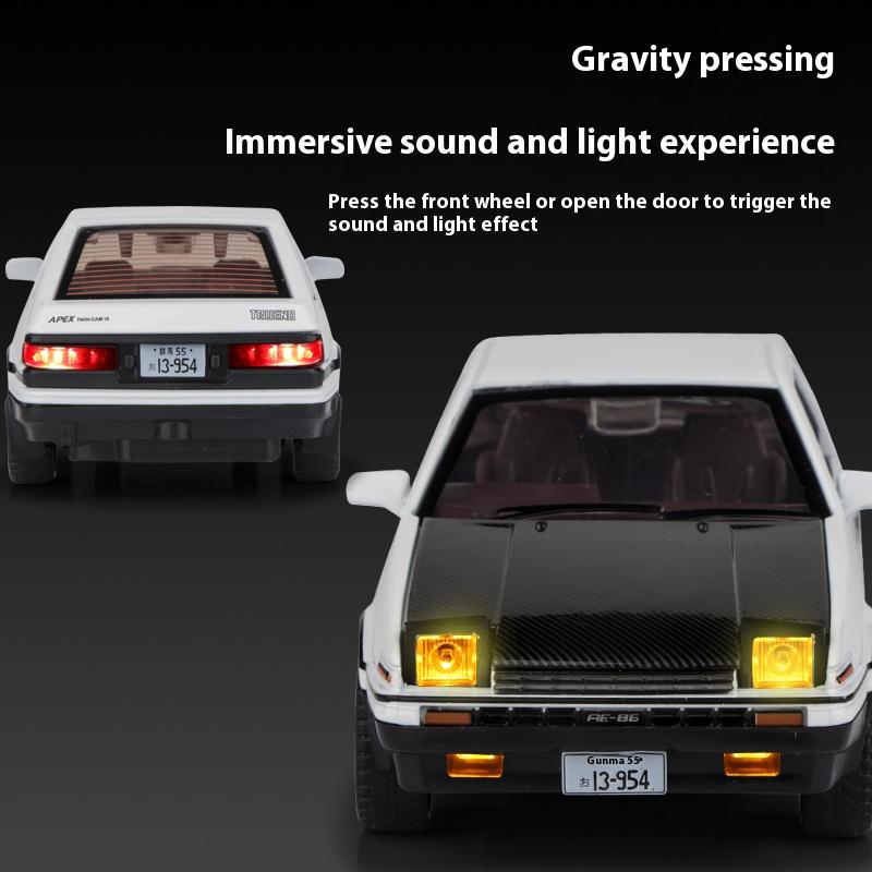 1:30AE86 Alloy Model Car, Cool Sound and Light, Strong Return Force, Four-wheel Shock Absorption, Exquisite Desktop Ornaments