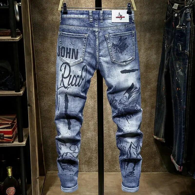 Spring Autumn Cargos Men's Clothing Straight Cargo Slim Casual Original Designer Cowboy Work Splice Jeans Pants Trousers