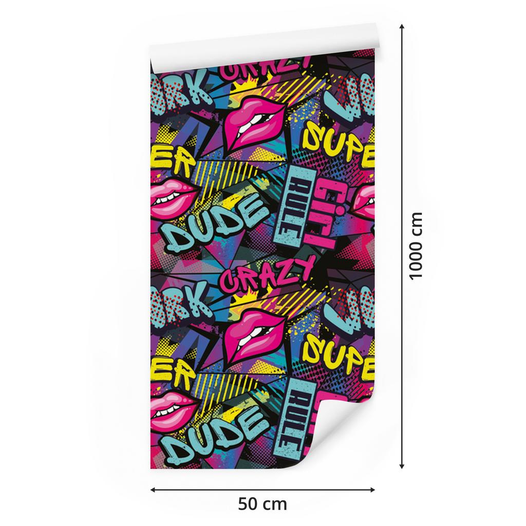 Graffiti Style Wallpaper for Living Room and Bedroom 50x1000