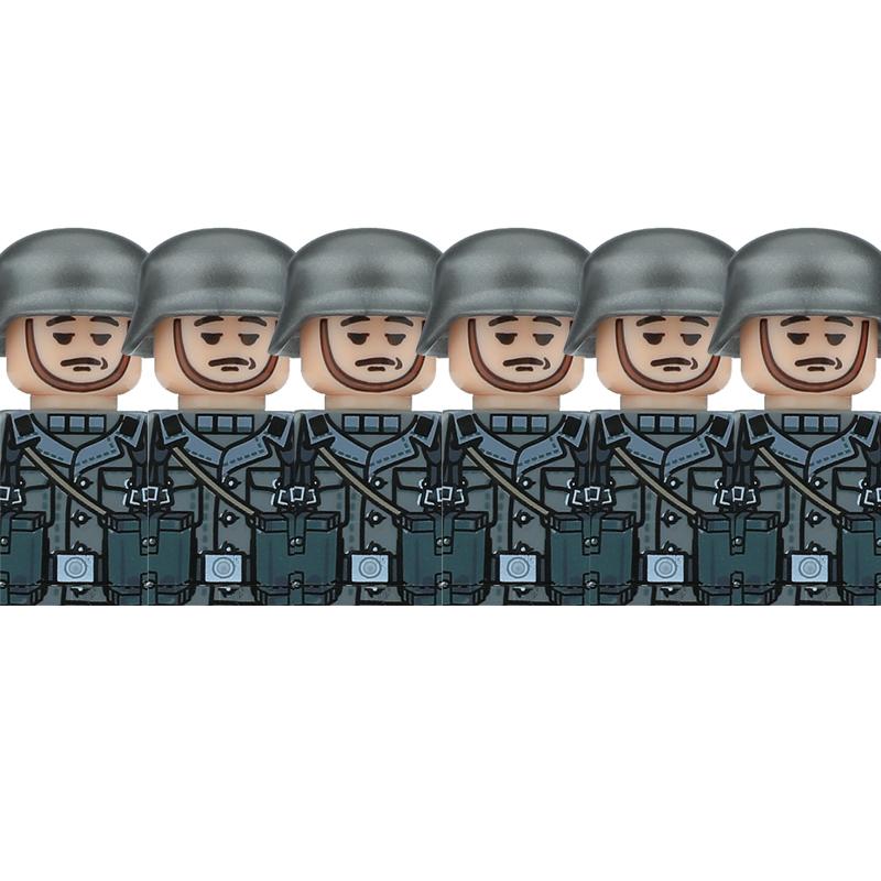 Ww2 Military German Soldiers Figures Helmet Building Blocks Army Infantry Warrior Gunner Armour Cannon Vest Weapons Bricks Toys