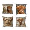 Highland Cow Pillow Cover Cute Cow Pattern Pillowcase with Hidden Zipper Home Decor Throw Pillow Case for Farmhouse Living Room Bedroom Sofa