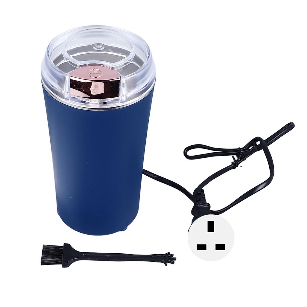 Small Portable Electric Grinder 200W Electric Coffee Bean Herb Spice Grinder with 6 Blade Knife Blue UK Plug 220V