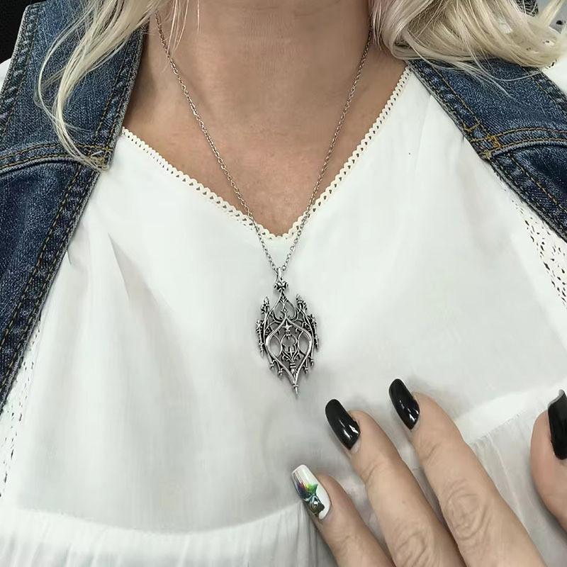 Castle Vintage Punk Pendant Necklace Alloy Drop Shape Link Chain Festival Gift