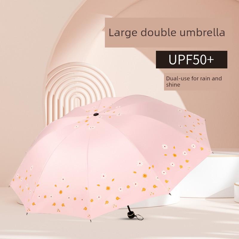 Extra Large Double Ten-Bone Reinforced Thickened Umbrella Dual-Use Girl Sun Protection UV Sun Umbrella Folding