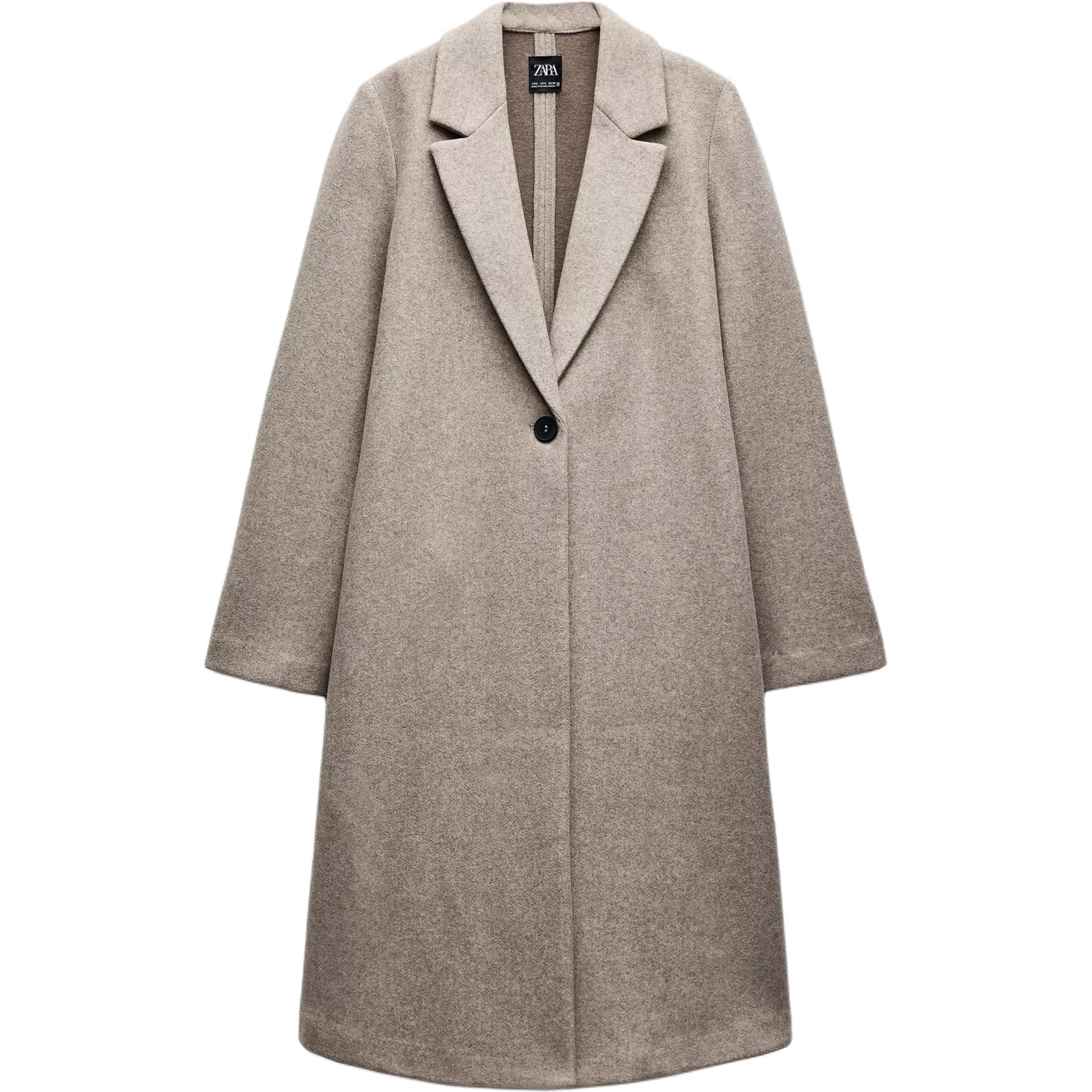 

Zara Solid Color Comfortable One Button Long Sleeve Coat Women coats Beige 5070660-720 S