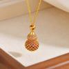 Vintage Vintage-style Ruby Gourd Necklace with Full Diamond Embellishments, Featuring a Three-dimensional and Fashionable Design, and a Delicate