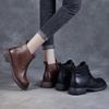 Leather small short boots British style Martin boots spring and autumn versatile flat-bottomed cowhide single boots brown retro women's boots
