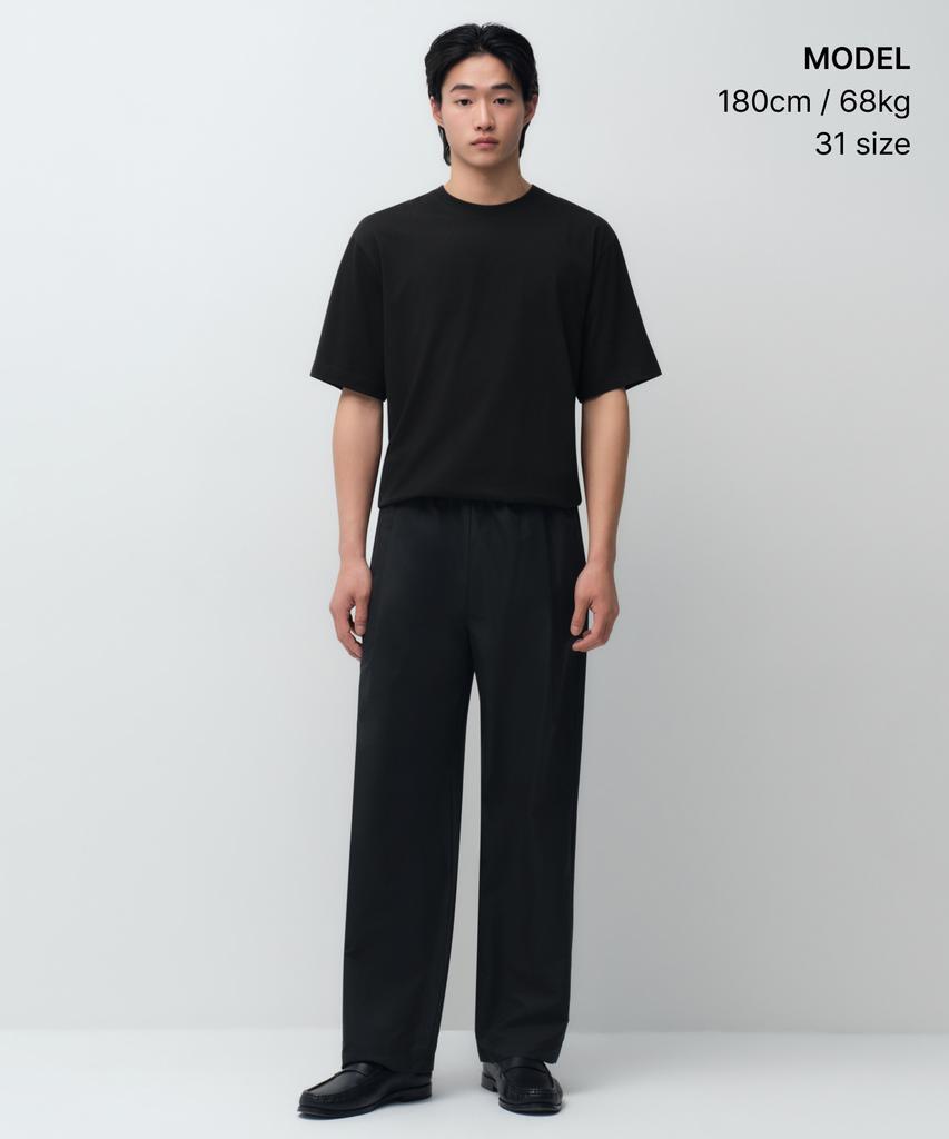 MUSINSA STANDARD Airy Dot Wide Elastic Waist Pants [Black]