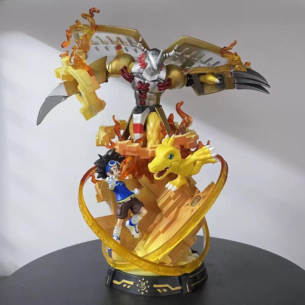 30cm Digimon Adventure Figuren Taichi Agumon War Greymon Anime Figuren PVC Statue Sammlermodell Schreibtischverzierung Spielzeug Geschenk