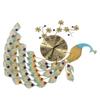Luxury Peacock Wall Clock Metal 8.7 Inch Modern Art Battery Operated Silent Decorative Wall Clock