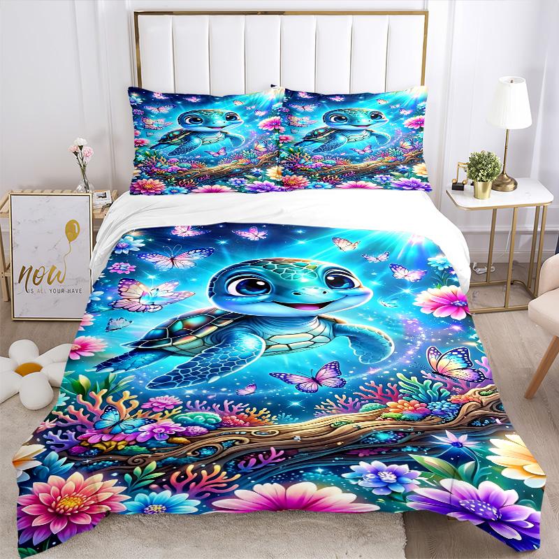 Ocean Dreams Sea Turtle Butterflies Print 3Pcs Bedding Setduvet Cover With 2 Bedropillowcase Home Birthday Gift