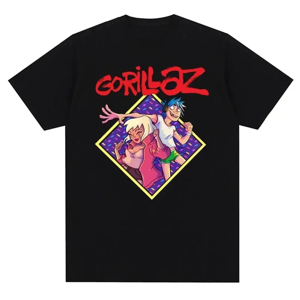 Streetwear Casual Zespół Muzyczny Gorillazs Punk Rock Moda Koszulka Z Nadrukiem Lata 90. Retro Krótki Rękaw Duży Rozmiar Koszulka Unisex top tee