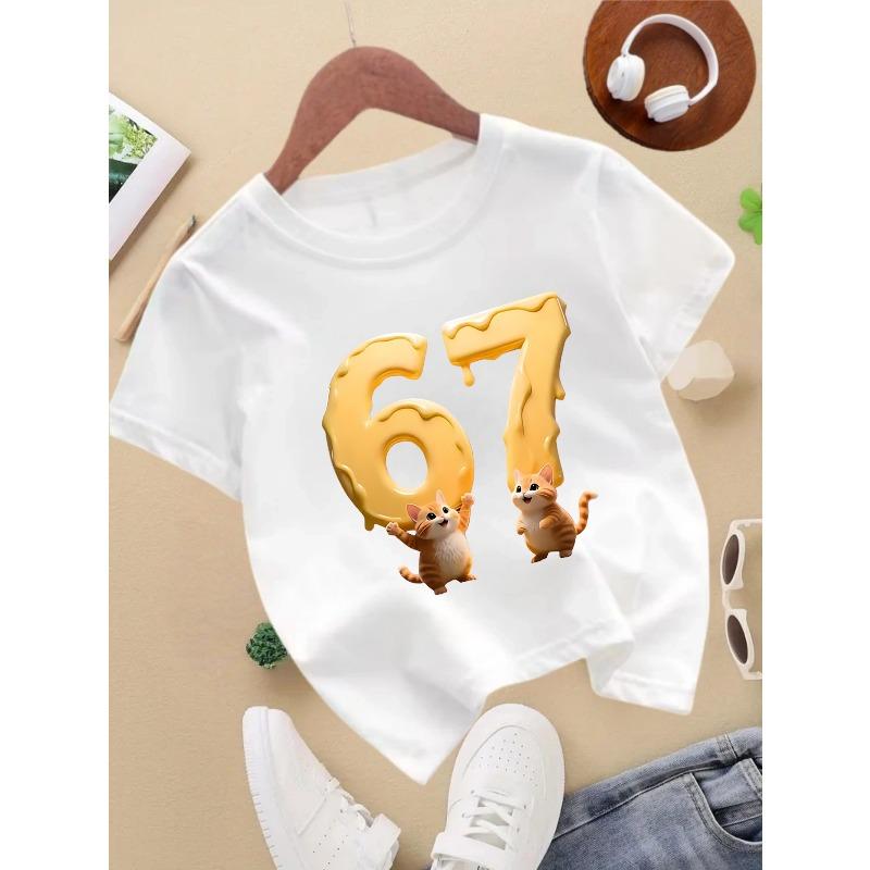 European sizes 1pc, Summer Casual Girls Round Neck Short Sleeve T-Shirt, Soft Skin-Friendly Fashion Versatile 110 белый