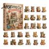 Festive Room Decor Christmas Cat Advent Calendar, 24 Day Countdown with Cute Ornaments, 2D Acrylic Kitty Holiday Decorations, Gift for