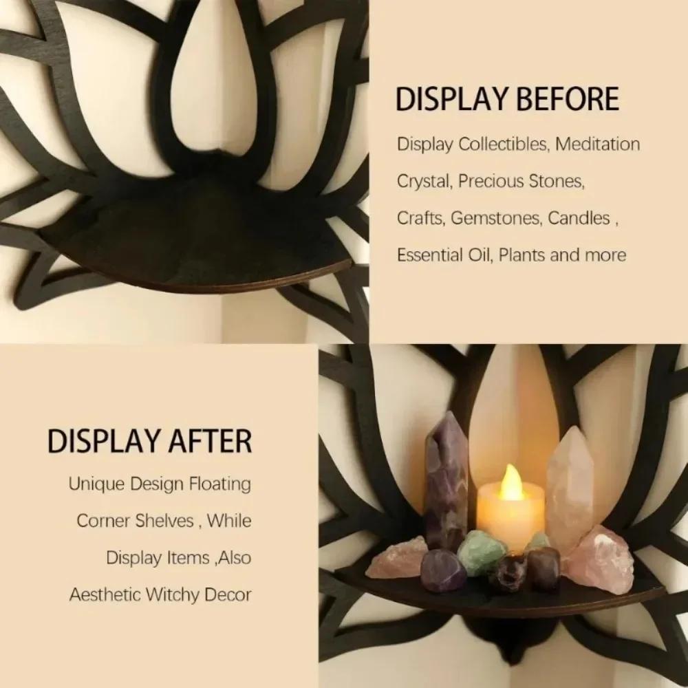 Butterfly Floating Wall Shelf Crystal Shelf Lotus Display Room Ornaments Modern Home Decoration Rack Home Wood Decor Aesthetic