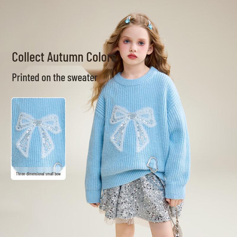 ASK JUNIOR Girls Bow Knit Sweater 110
