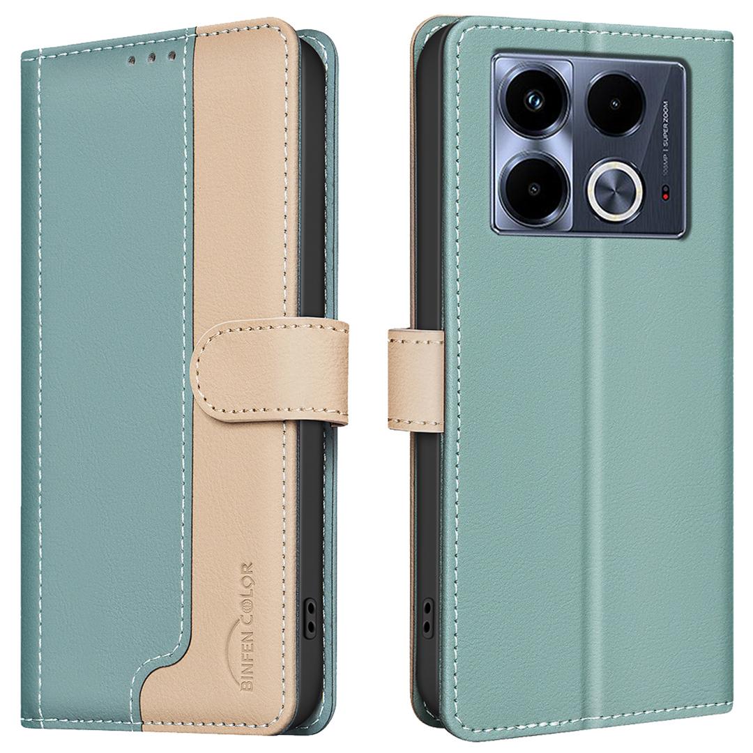 

For Infinix Note 40 Case RFID Blocking Leather Phone Cover Wallet Green