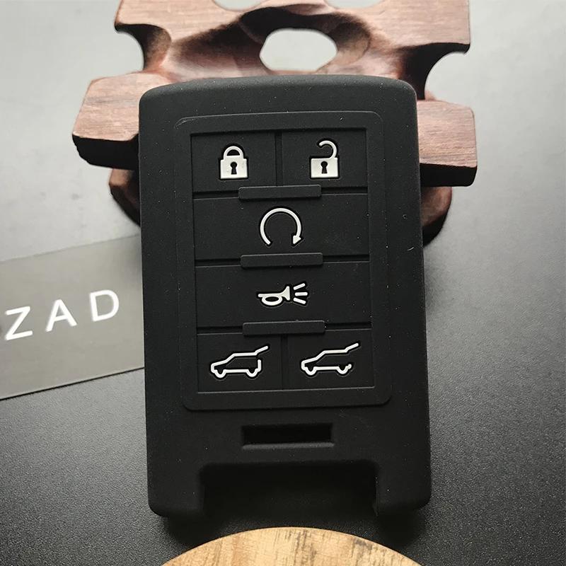 Silicone Rubber Key Cover Case Shell for Cadillac CTS ATS 28T CTS-V Coupe SRX Escalade Keys 6 Buttons Key Case