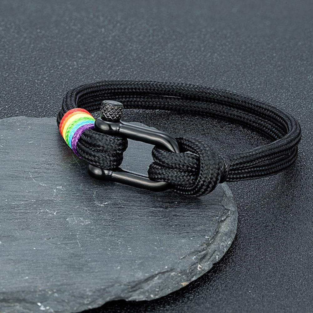 Stainless Steel Rainbow Couple Bracelet, Simple Multi-color Wristband